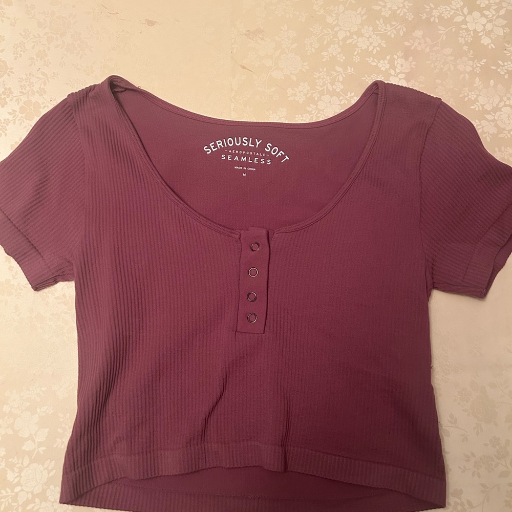 Aeropostale Seriously Soft Plum Short Sleeve Top